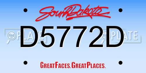 D5772D South Dakota License Plate