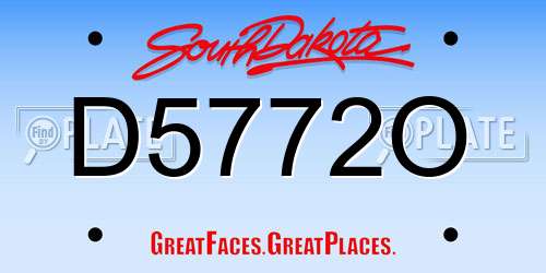 D5772O South Dakota License Plate