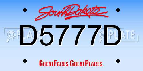 D5777D South Dakota License Plate