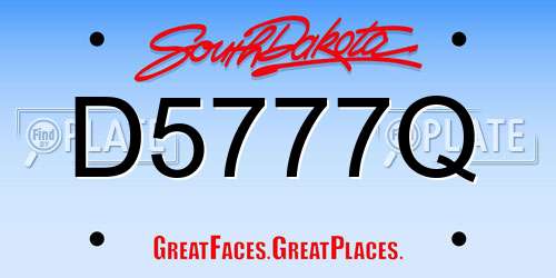 D5777Q South Dakota License Plate