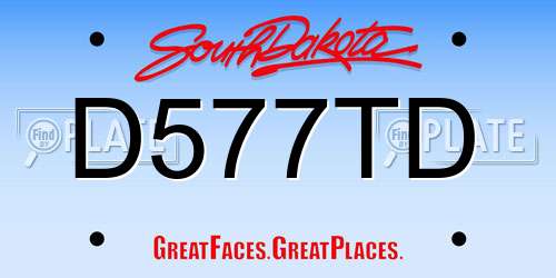 D577TD South Dakota License Plate