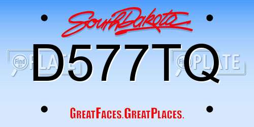 D577TQ South Dakota License Plate