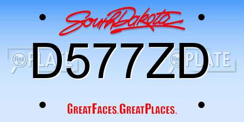 D577ZD South Dakota License Plate