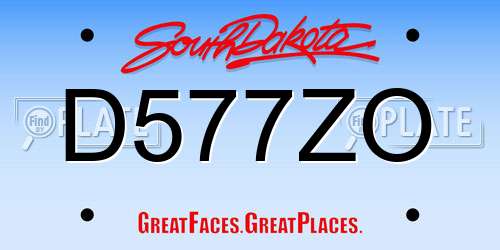 D577ZO South Dakota License Plate