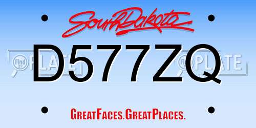 D577ZQ South Dakota License Plate