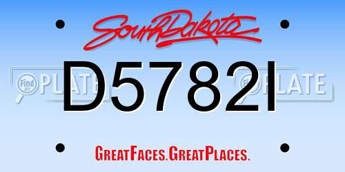 D5782I South Dakota License Plate