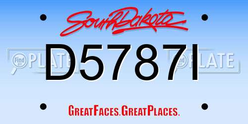 D5787I South Dakota License Plate