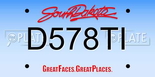 D578TI South Dakota License Plate