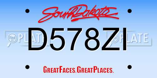 D578ZI South Dakota License Plate