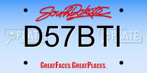 D57BTI South Dakota License Plate
