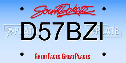 D57BZI South Dakota License Plate