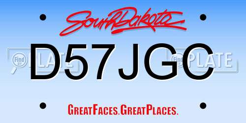 D57JGC South Dakota License Plate