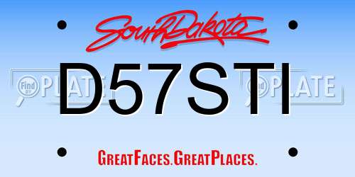 D57STI South Dakota License Plate