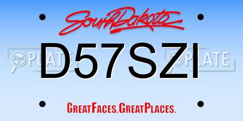 D57SZI South Dakota License Plate