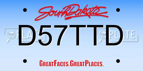 D57TTD South Dakota License Plate