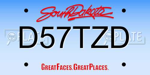 D57TZD South Dakota License Plate