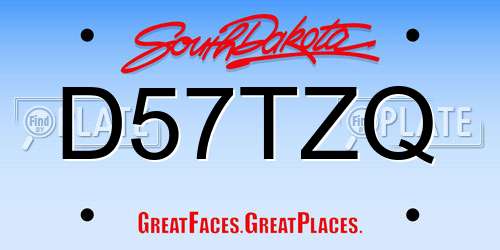 D57TZQ South Dakota License Plate