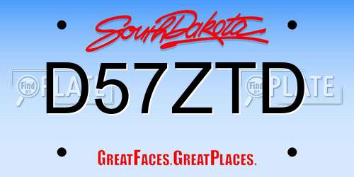 D57ZTD South Dakota License Plate