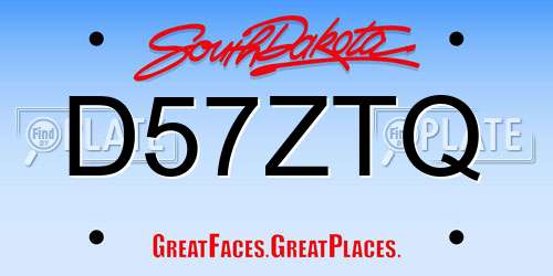 D57ZTQ South Dakota License Plate