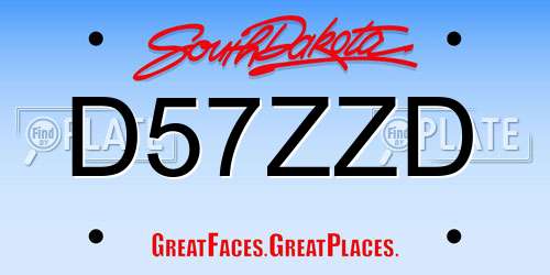 D57ZZD South Dakota License Plate