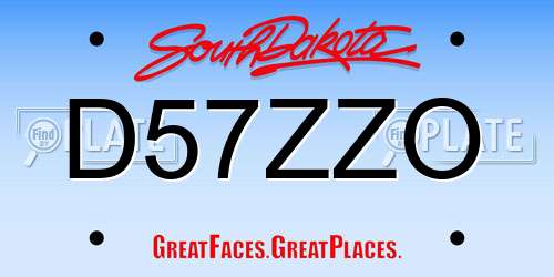 D57ZZO South Dakota License Plate