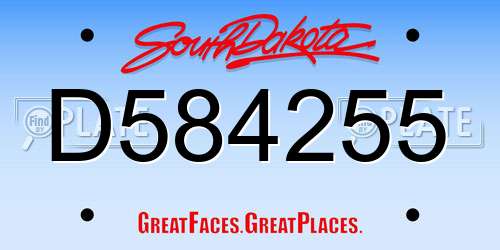 D584255 South Dakota License Plate
