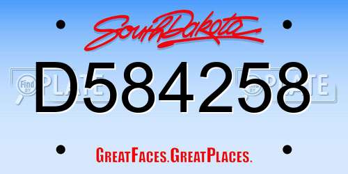 D584258 South Dakota License Plate