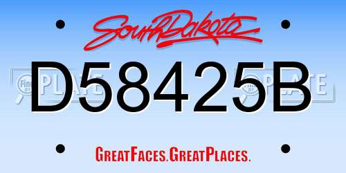 D58425B South Dakota License Plate