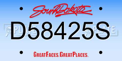 D58425S South Dakota License Plate