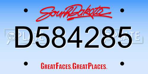 D584285 South Dakota License Plate