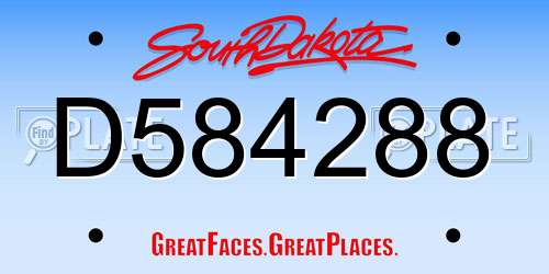 D584288 South Dakota License Plate