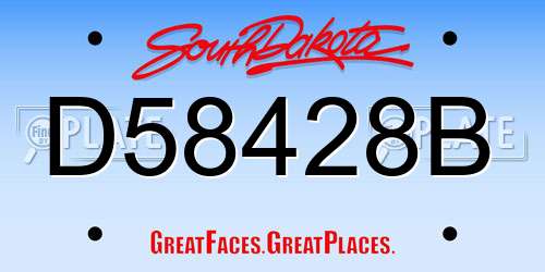 D58428B South Dakota License Plate