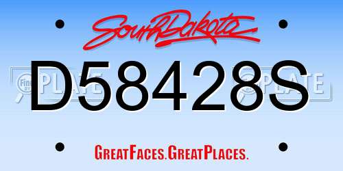D58428S South Dakota License Plate