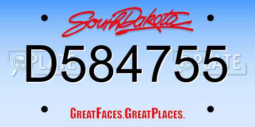 D584755 South Dakota License Plate