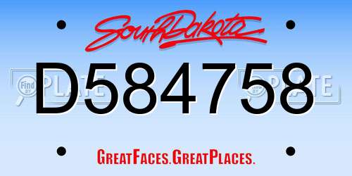 D584758 South Dakota License Plate