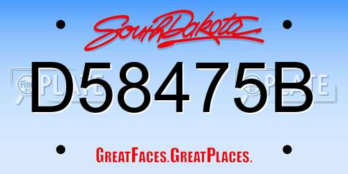 D58475B South Dakota License Plate