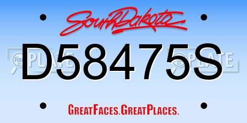 D58475S South Dakota License Plate