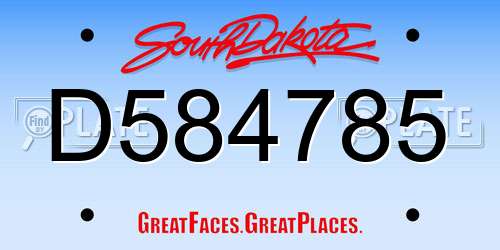 D584785 South Dakota License Plate