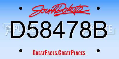 D58478B South Dakota License Plate