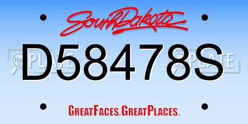 D58478S South Dakota License Plate