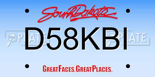 D58KBI South Dakota License Plate