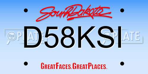 D58KSI South Dakota License Plate