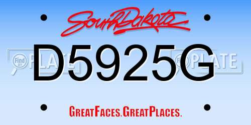 D5925G South Dakota License Plate