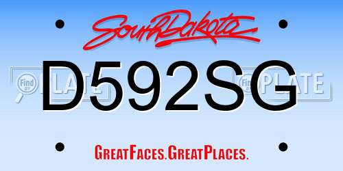 D592SG South Dakota License Plate