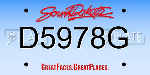 D5978G South Dakota License Plate