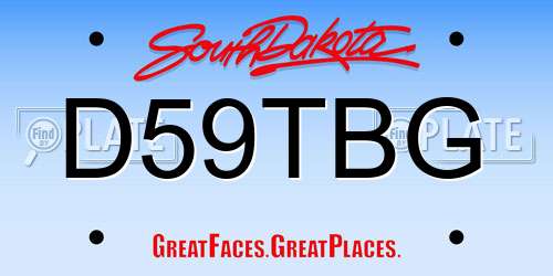 D59TBG South Dakota License Plate