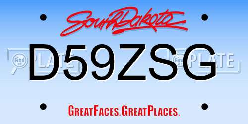D59ZSG South Dakota License Plate