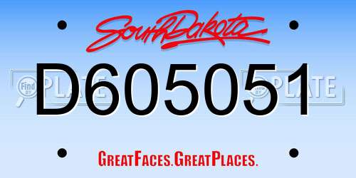 D605051 South Dakota License Plate