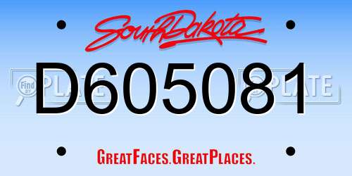 D605081 South Dakota License Plate
