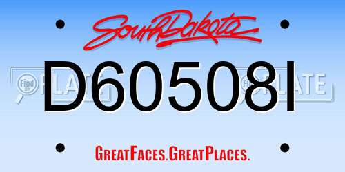 D60508I South Dakota License Plate